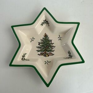 Spode Christmas Tree England star shape serving dish hors d’oeuvres plate cream